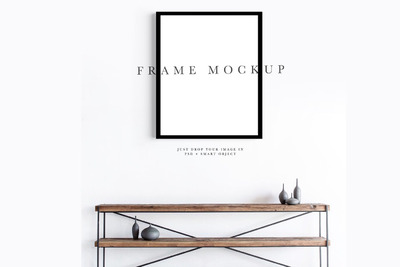 照片作品展示黑色框架样机模板 (PSD)