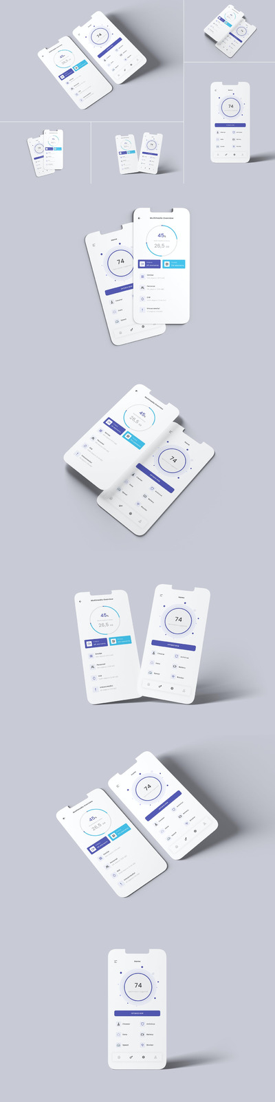 智能手机屏幕UI页面展示样机 (PSD)