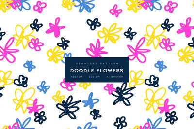 涂鸦花卉图案 (AI,EPS,PNG,PAT)