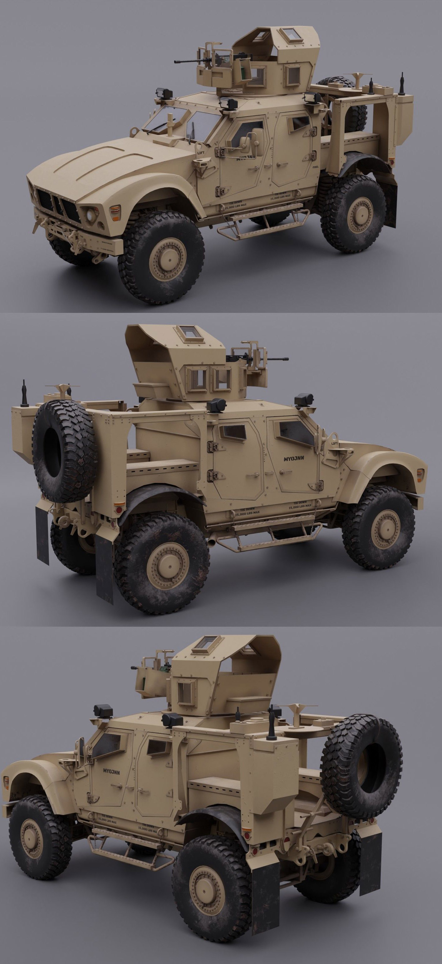 MRAP Oshkosh防地雷反伏击越野车3D模型（OBJ,FBX,MAX）