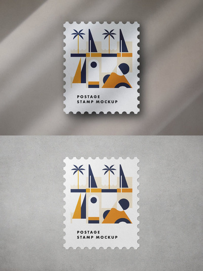 邮票艺术图案设计样机 (PSD)