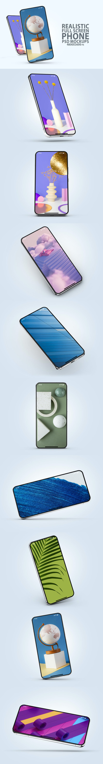 全屏智能手机屏幕样机 (PSD)