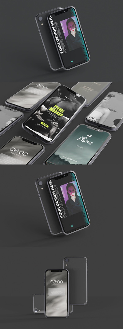 iPhone XR苹果手机样机 (PSD)