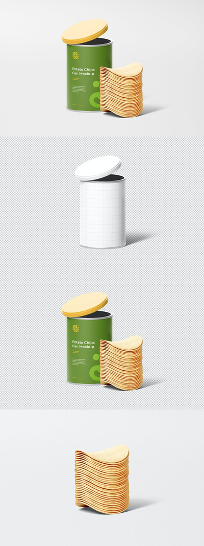 圆形纸罐薯片包装设计样机 (PSD)