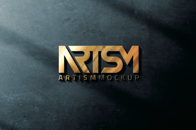 石墙3D标志Logo样机 (PSD)