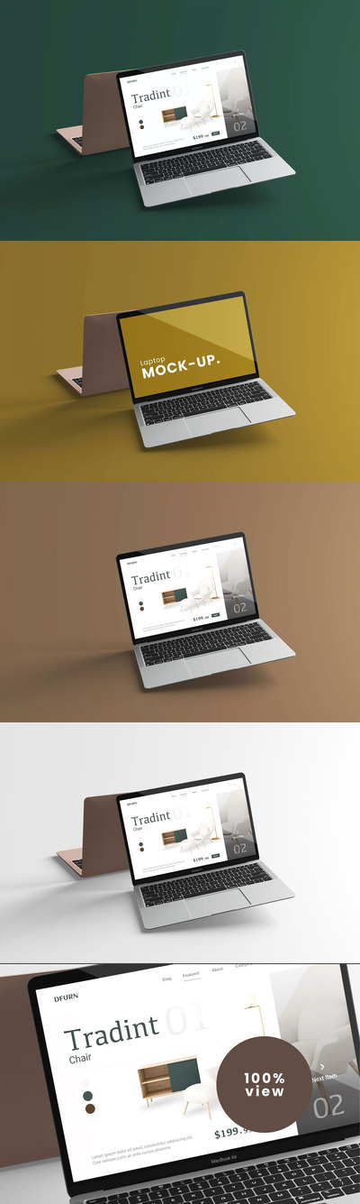 Macbook Air笔记本电脑样机模板 (PSD)