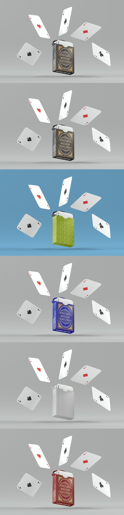 带扑克牌的扑克盒包装设计样机 (PSD)