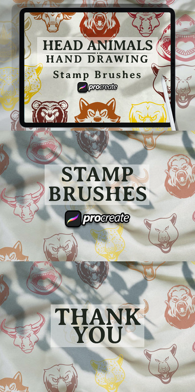 procreate动物头像笔刷 (BRUSHSET)