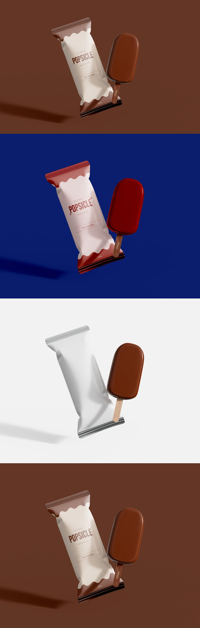 巧克力冰淇淋冰棒包装设计样机 (PSD)