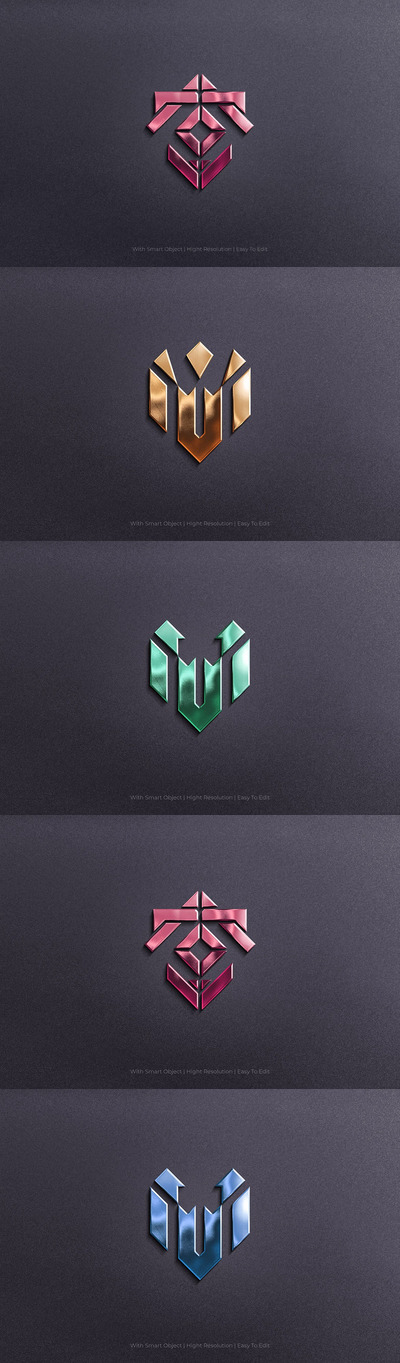 逼真的3D效果品牌标志徽标样机  (PSD)