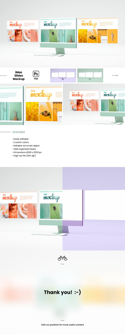 iMac电脑屏幕幻灯片样机 (PSD)