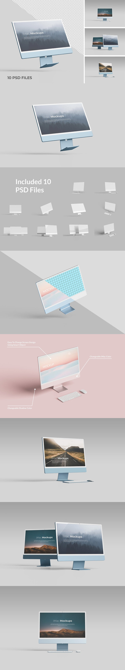 iMac M1苹果电脑屏幕样机模板 (PSD)