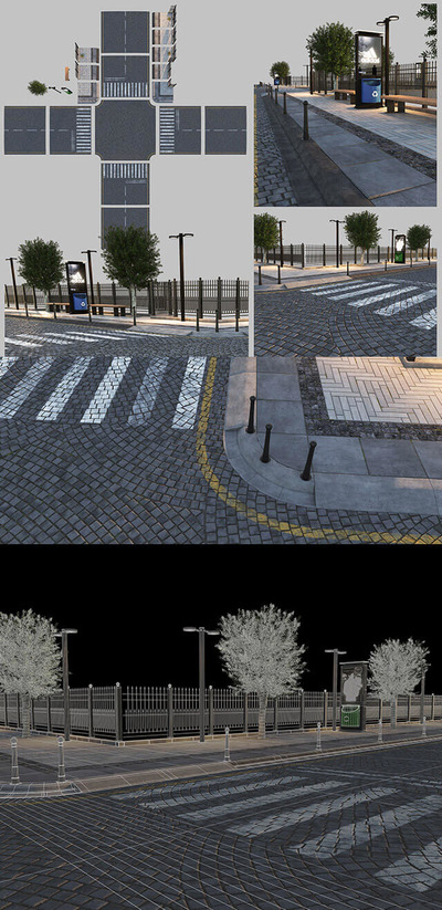 铺路和人行道3D模型（FBX,MAX）