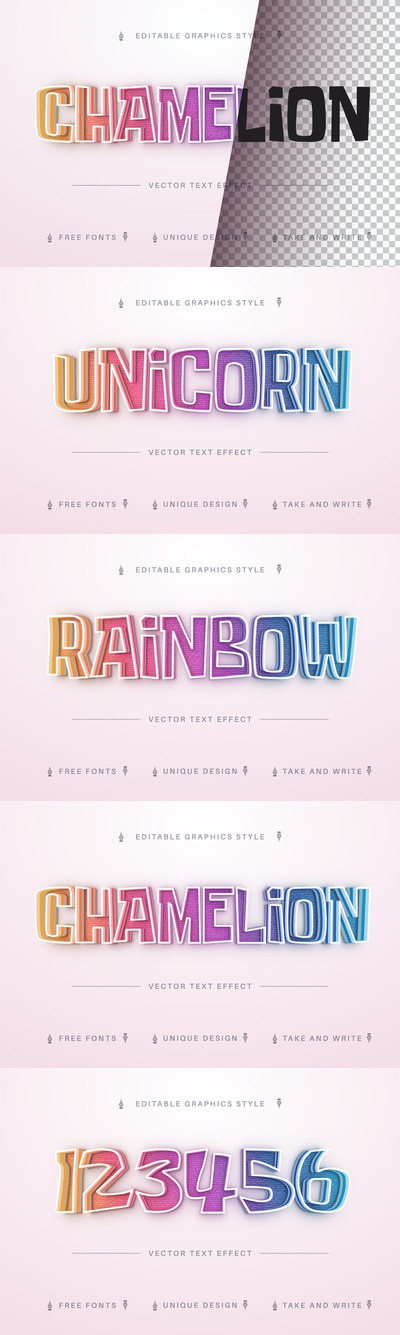 变色龙建模酷炫字体样式 (AI,EPS)