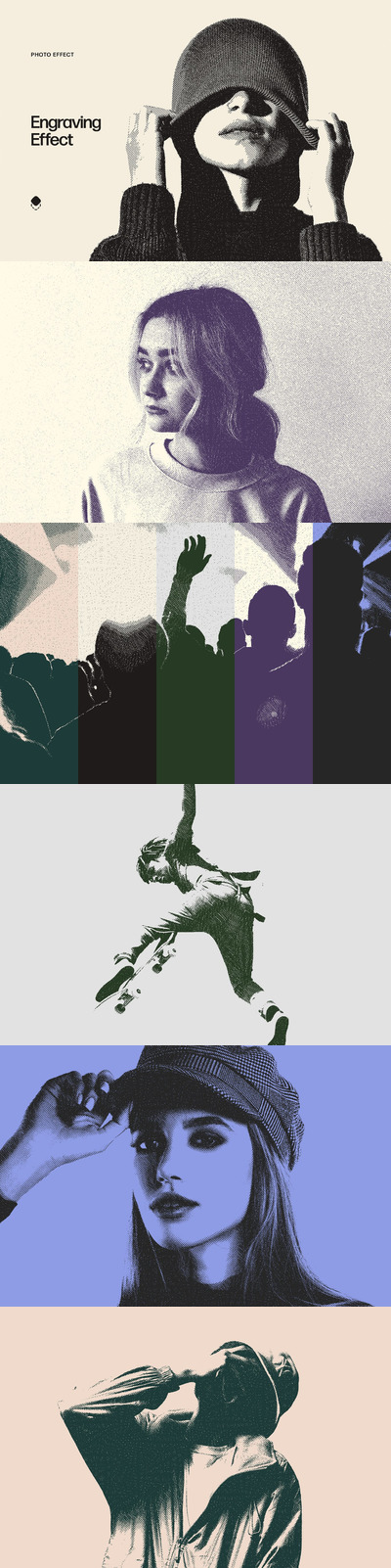 半色调和雕刻效果字体效果 (PSD)