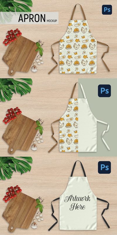 围裙图案设计样机 (PSD,JPG,PDF)