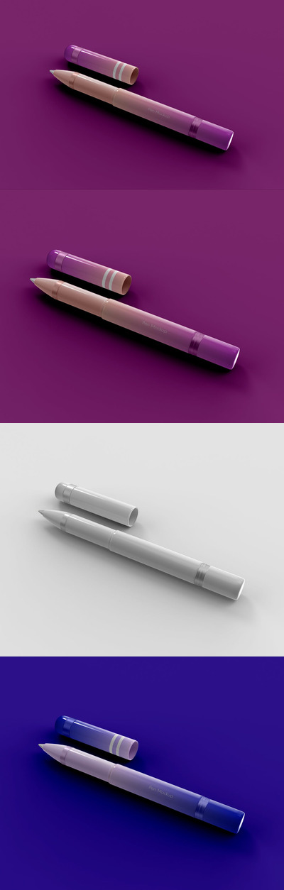 办公文具写字笔品牌设计样机模板 (PSD)