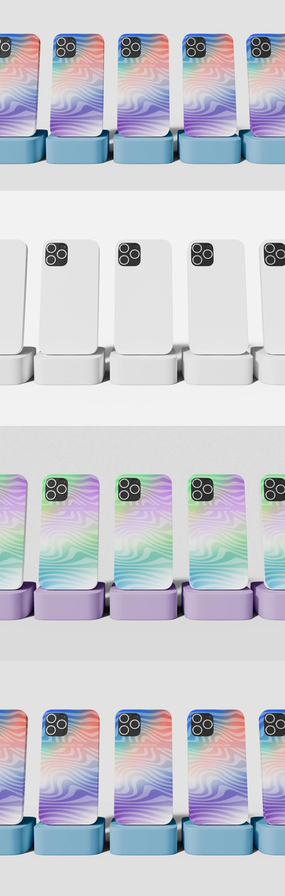 排列布局iPhone手机外壳设计样机 (PSD)