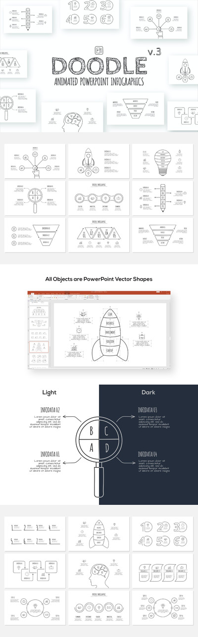 涂鸦信息图形PPT模版下载 (PPTX,PPT)