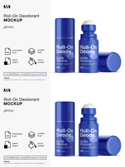 光面滚珠除臭剂包装设计样机 (PSD)