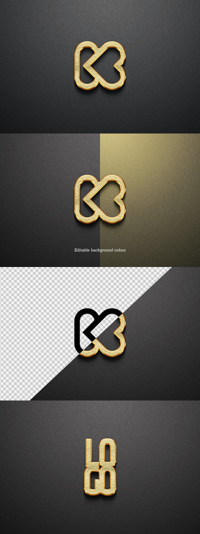 3D金色标志Logo样机 (PSD)