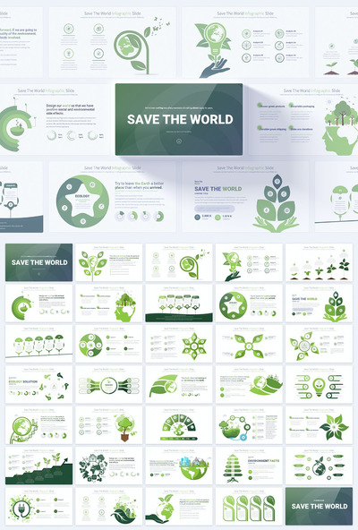 环保主题信息图表PPT模版 (PPTX,PDF)
