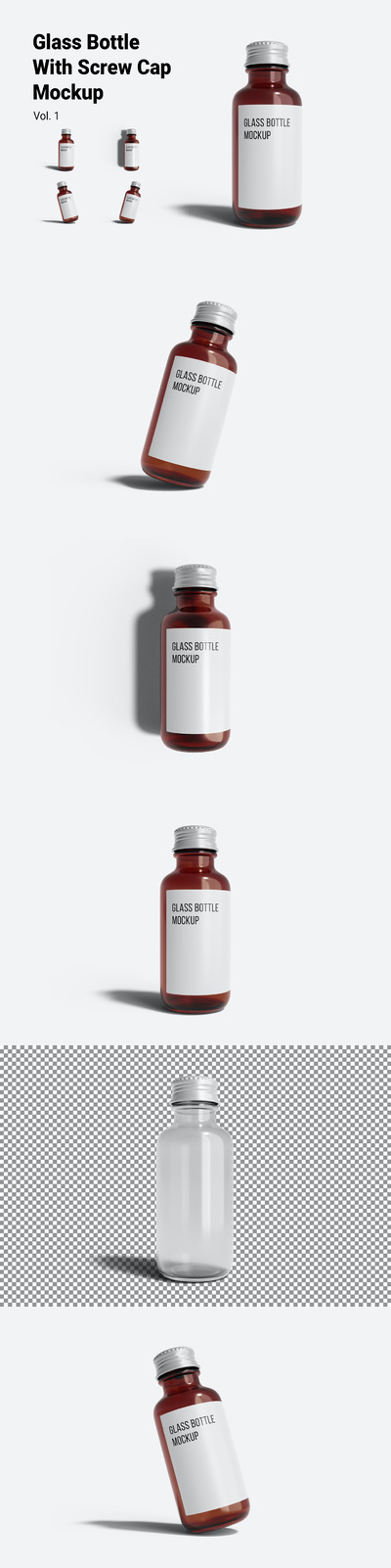 螺旋盖玻璃瓶品牌标签设计样机 (PSD)