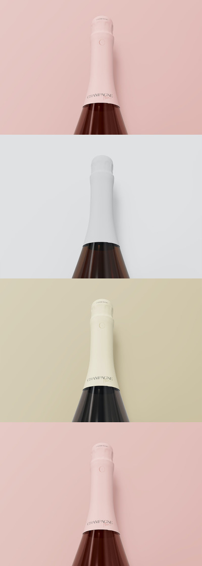 香槟酒瓶封口包装设计特写样机 (PSD)