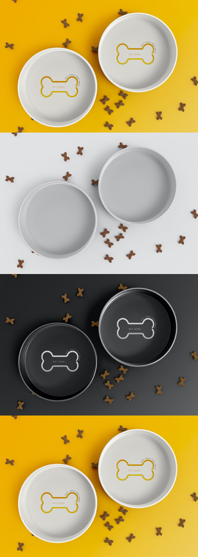 宠物碗图案设计顶视图样机 (PSD)