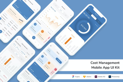 成本管理App UI Kit (FIG,PSD,SKETCH,XD)