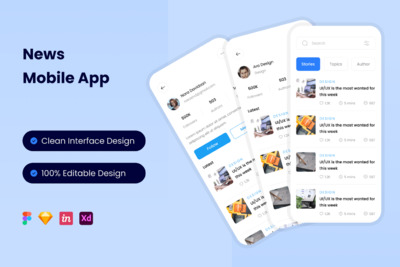 新闻资讯App UI Kit (FIG,SKETCH,XD)