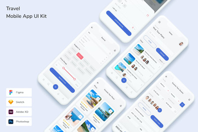 旅游相关App UI Kit (FIG,PSD,SKETCH,XD)