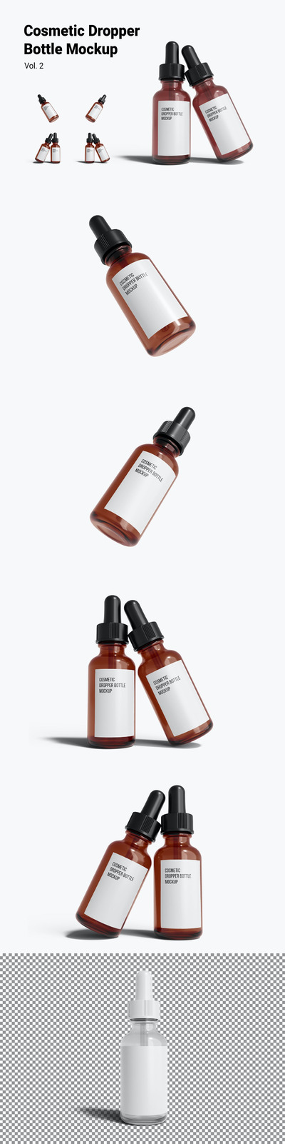 化妆品滴管瓶标签包装设计样机 (PSD)