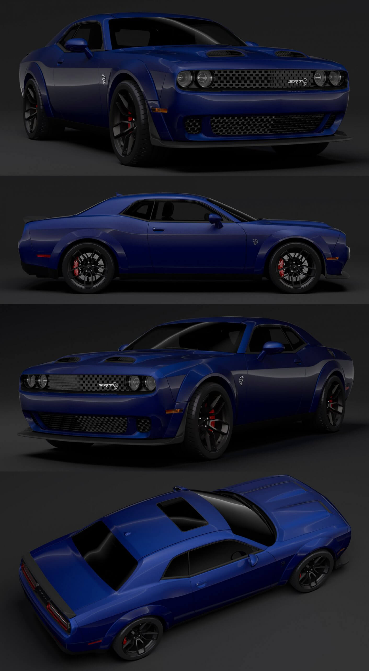 Dodge Challenger 2019款道奇挑战者SRT Hellcat宽体汽车3D模型（OBJ,FBX,MAX,Blend）