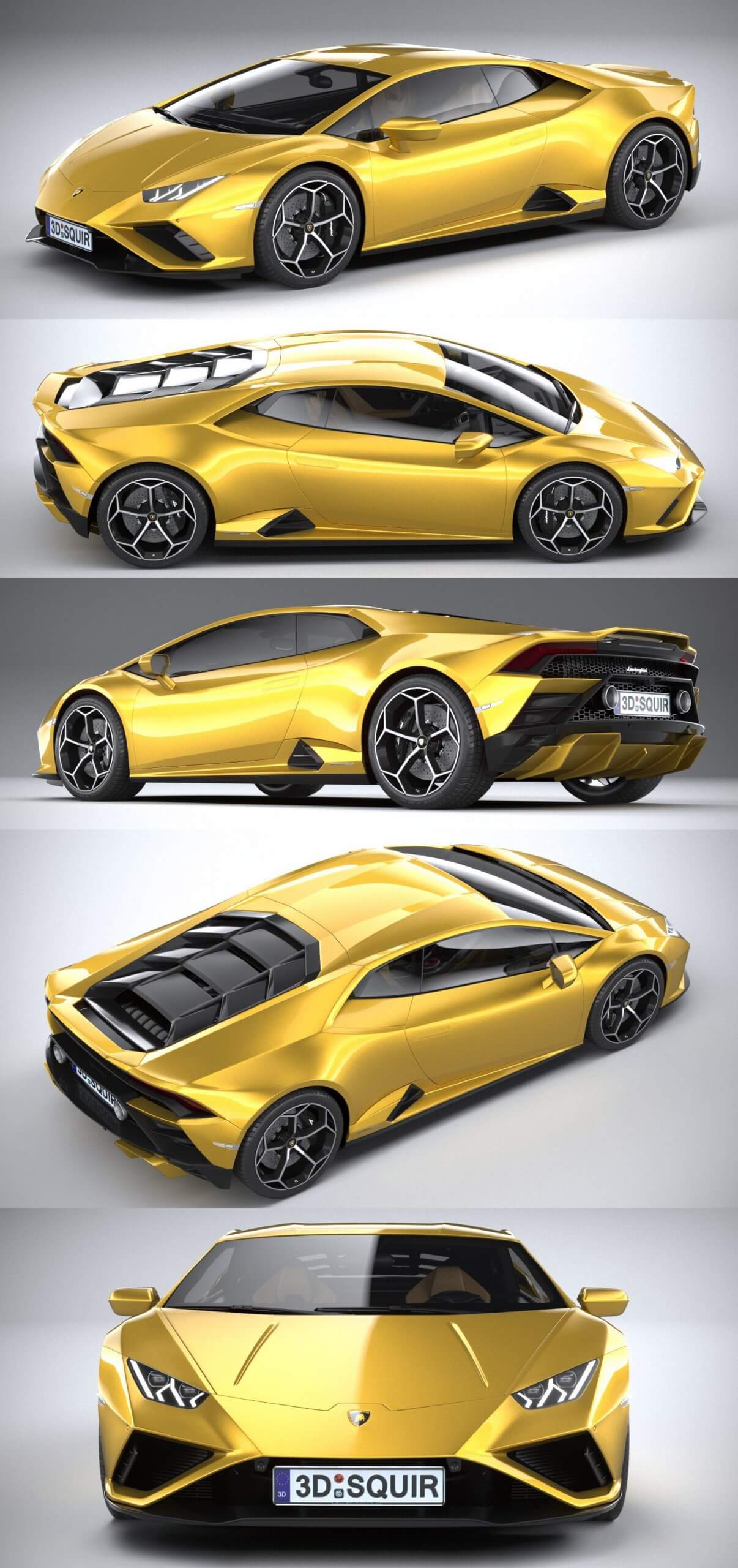 2021款兰博基尼Huracan Evo RWD扁平跑车3D模型（OBJ,FBX,MAX）