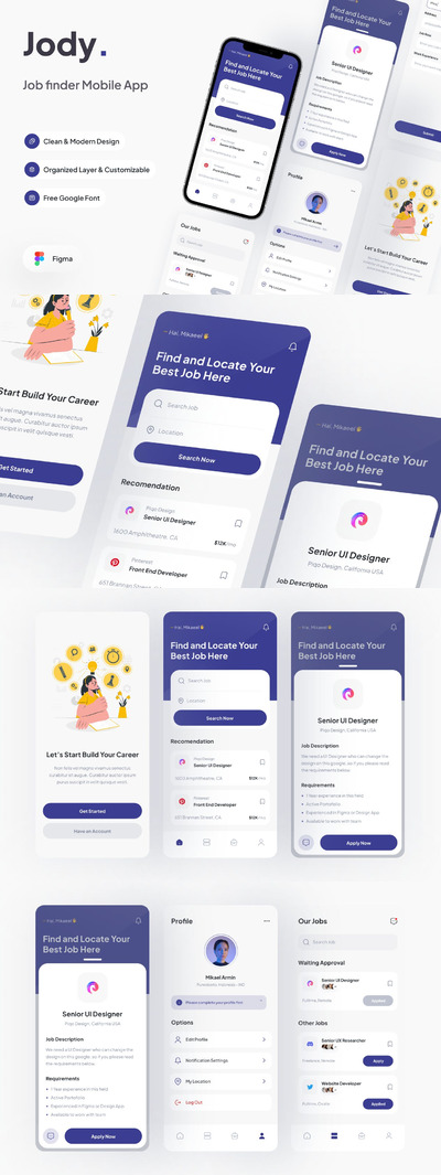 人力资源找工作App UI Kit (FIG)