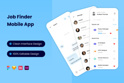 人力资源App UI Kit (FIG,SKETCH,XD)