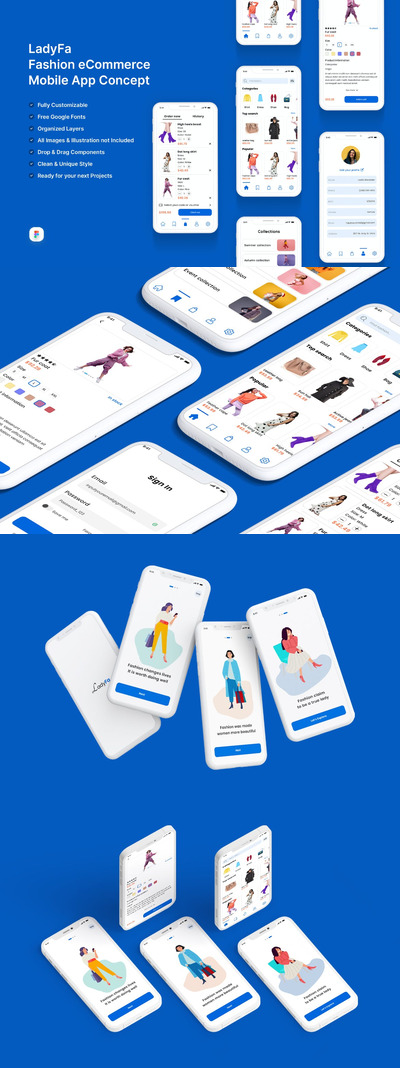 时尚电商概念App UI Kit (fig)