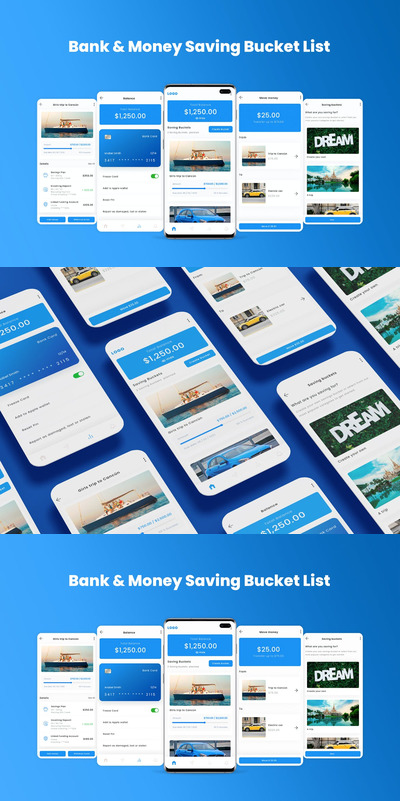 银行和省钱清单目标App UI Kit (FIG,SKETCH,XD,PSD,AI,EPS,SVG)