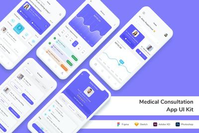 医疗咨询  App UI Kit (FIG,PSD,SKETCH,XD)