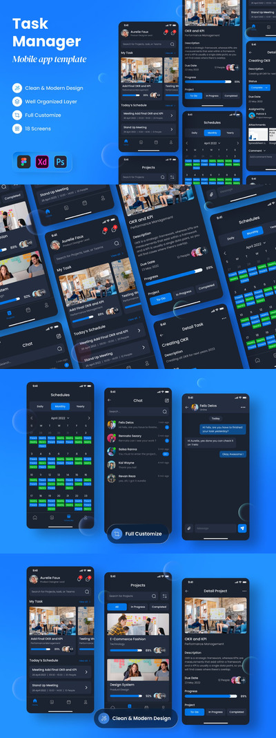 任务管理App UI Kit (FIG,PSD,XD)