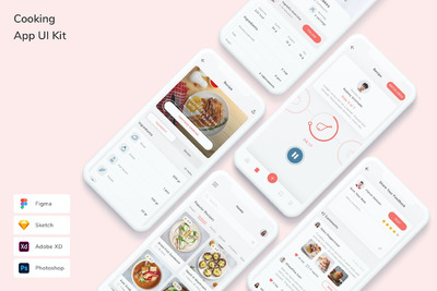 烹饪App UI Kit (FIG,PSD,SKETCH,XD)