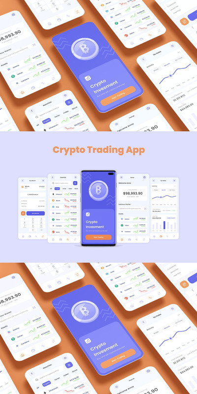 加密交易和外汇投资交易App UI Kit (FIG,PSD,SKETCH,XD)