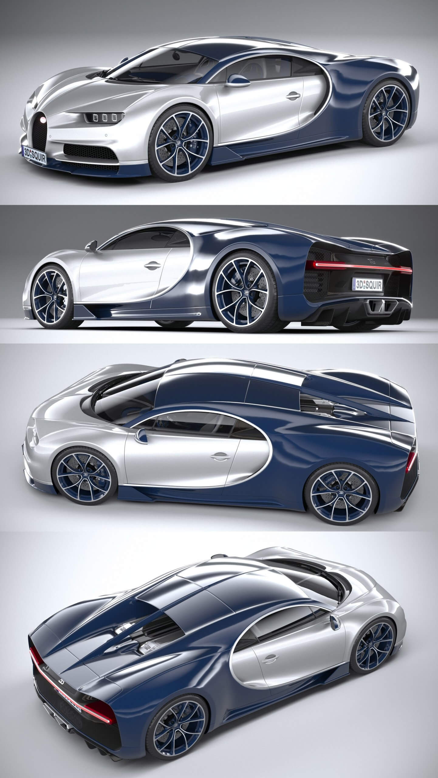 布加迪Bugatti Chiron 2020款跑车3D模型（OBJ,FBX,MAX）