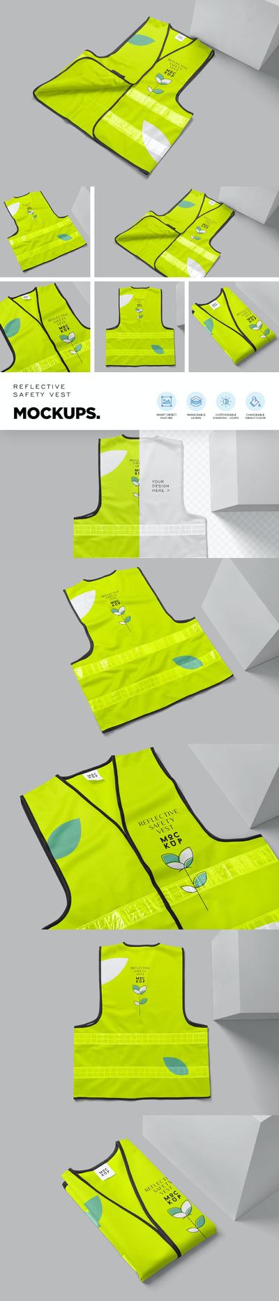 安全背心工作服样机 (PSD)