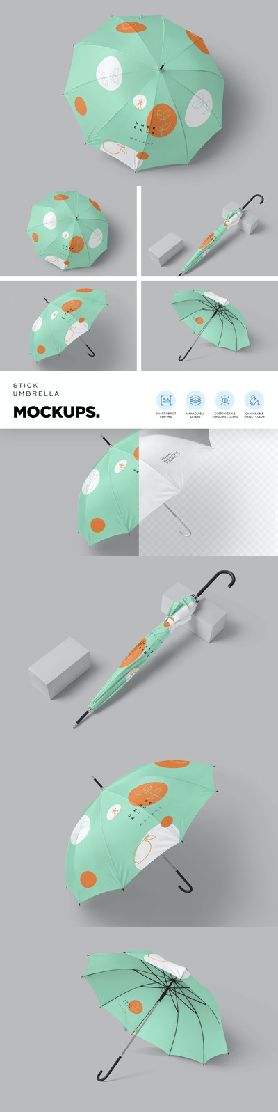 雨伞图案/品牌设计样机 (PSD)