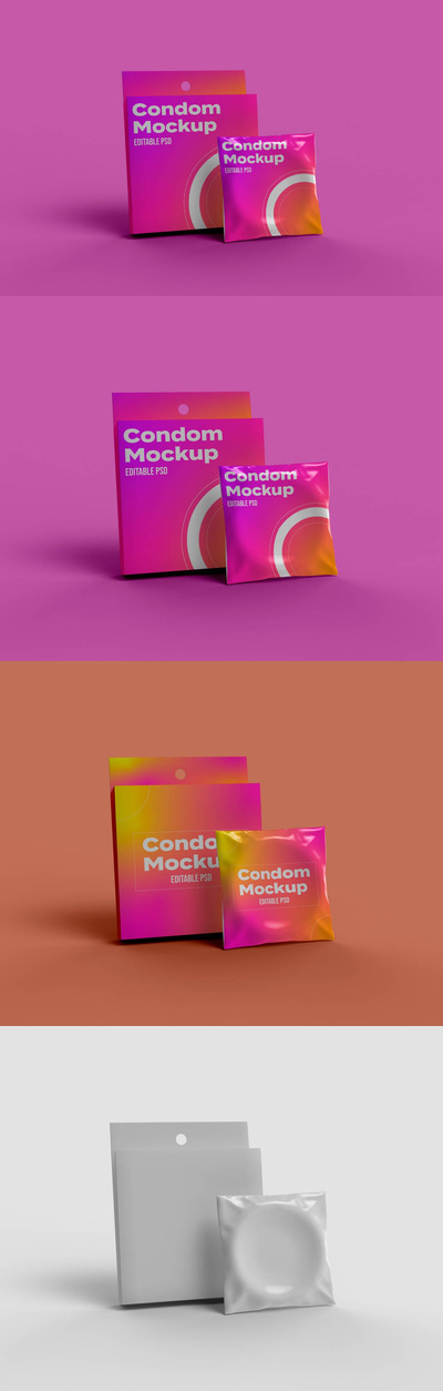 避孕套盒子品牌包装设计样机 (PSD)