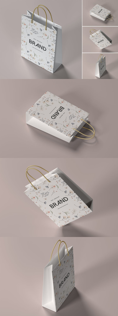 购物袋品牌包装设计样机 (PSD)