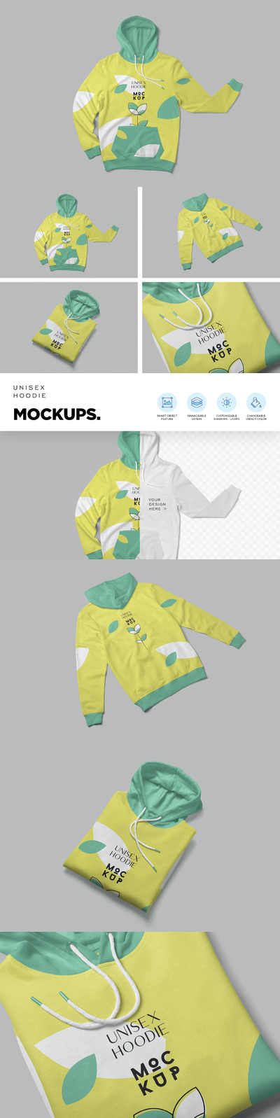 中性连帽衫服装设计样机 (PSD)