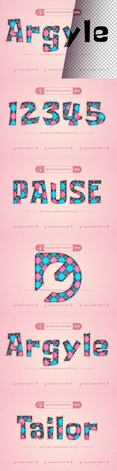 服饰绣花装饰缝纫效果字体样式 (AI,EPS)